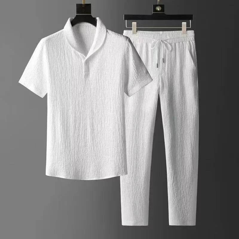 Buy Center Summer Ice Silk Linen Suit - Oversized Sleeveless Set - Buy Center UK