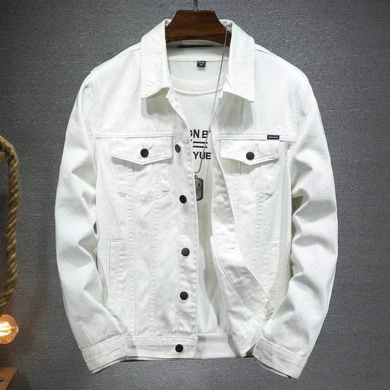 2024 Men’s Solid Lapel Denim Jacket - Slim Fit Casual Outerwear - Buy Center UK