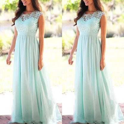Elegant Pink Bridesmaid Dress - A-Line Lace Maxi Gown - Buy Center UK