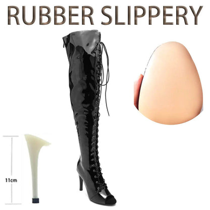 Knee Over Lace-up Stilettos - Customizable Latin Dance Booties - Buy Center UK