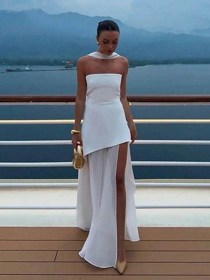 Buy Center Strapless Mesh Patchwork Maxi Dress - Elegant Beach Wear - Buy Center UK