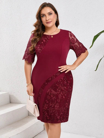 Plus Size Summer Party Dress - Elegant Floral Embroidery for Weddings - Buy Center UK