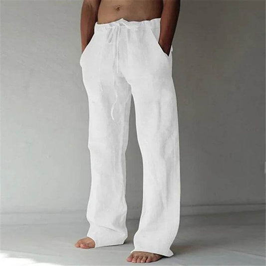 Men's Cotton Linen Casual Pants - Breathable Trousers for Streetwear - Buy Center UK