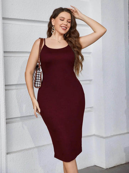Buy Center Plus Size Sleeveless Spaghetti Strap Cocktail Dress - Buy Center UK