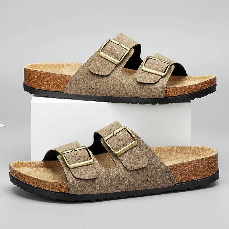 Buy Center Men's Leather Sandals - Comfortable Slip-On Summer Shoes - Buy Center UK
