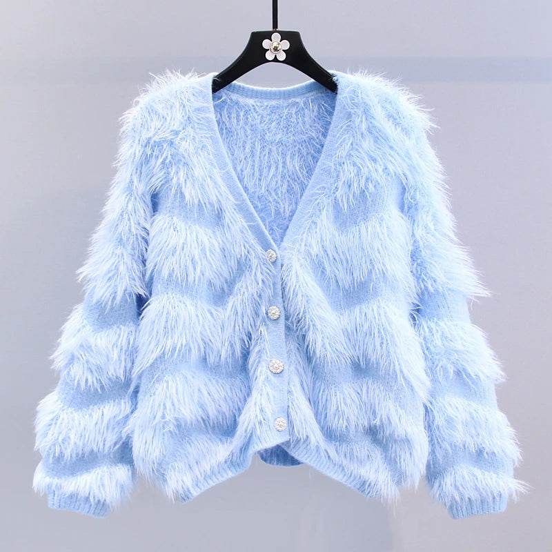 ABRIN Women’s Cashmere Cardigan – Elegant Tassels, Button Up Design - Buy Center UK