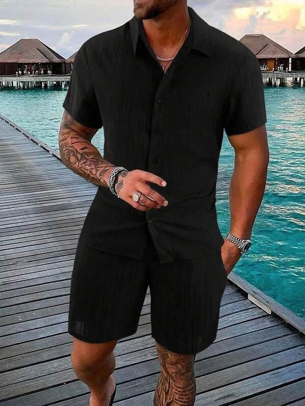 Buy Center Men's Summer Polo Suit - Casual Loose Fit Shorts Set - Buy Center UK