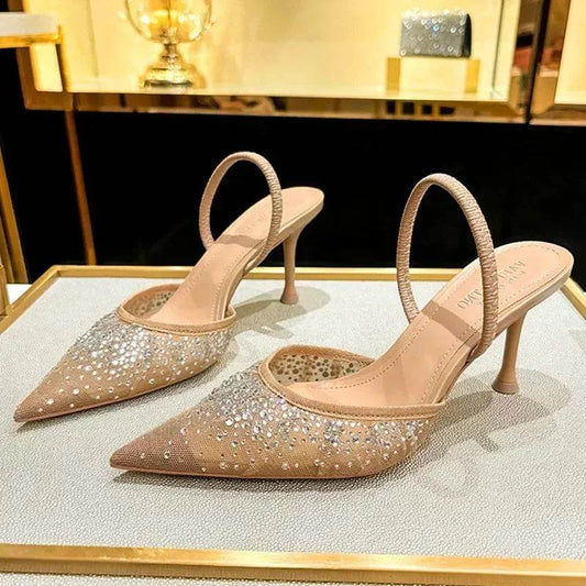 Buy Center Luxury Rhinestone Heeled Sandals - Summer Pointed Toe - Buy Center UK