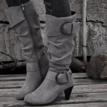2025 Women’s Knee High Boots - High-Quality Faux Suede, Side Zip - Buy Center UK
