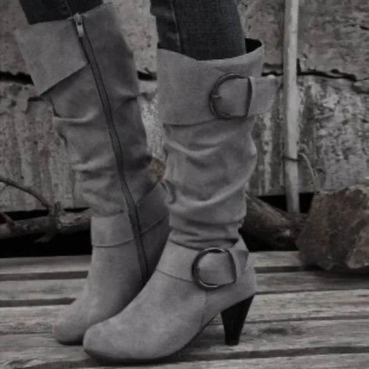 2025 Women’s Knee High Boots - High-Quality Faux Suede, Side Zip - Buy Center UK