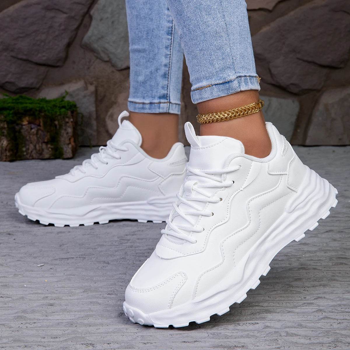 Buy Center Women's Vulcanize Platform Sneakers - Breathable Casual Footwear - Buy Center UK