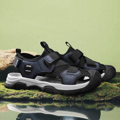 Buy Center Men's Genuine Leather Sandals - Casual Outdoor Beach Shoes - Buy Center UK