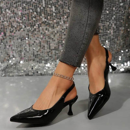 Buy Center Women's Heeled Slingbacks - Elegant Buckle Pointed Toe - Buy Center UK