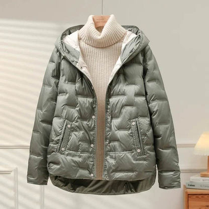 Buy Center 2024 White Duck Down Coat - Lightweight Hooded Jacket - Buy Center UK