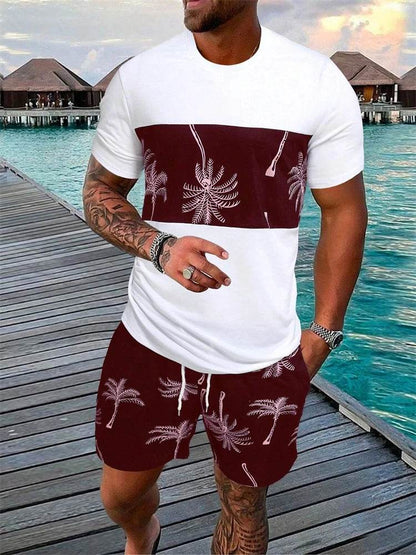Buy Center 2024 Hawaiian Coconut Print Men's Suit - Summer Casual Set - Buy Center UK