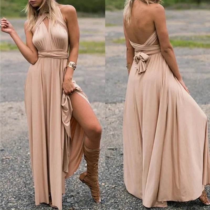 Buy Center Multi-Worn V-Neck Maxi Dress - Elegant Summer Style - Buy Center UK