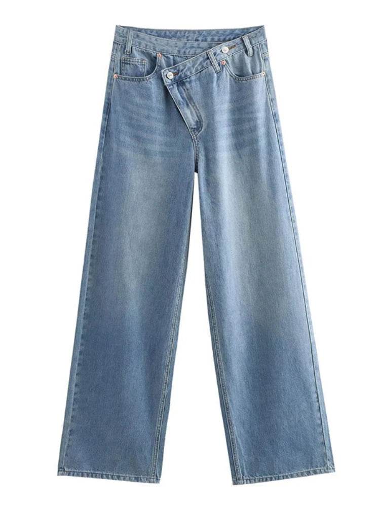 HOUZHOU Women Vintage Wide Leg Jeans - High Waist Aesthetic Fit - Buy Center UK