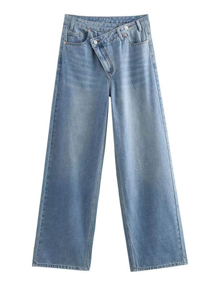 HOUZHOU Women Vintage Wide Leg Jeans - High Waist Aesthetic Fit - Buy Center UK