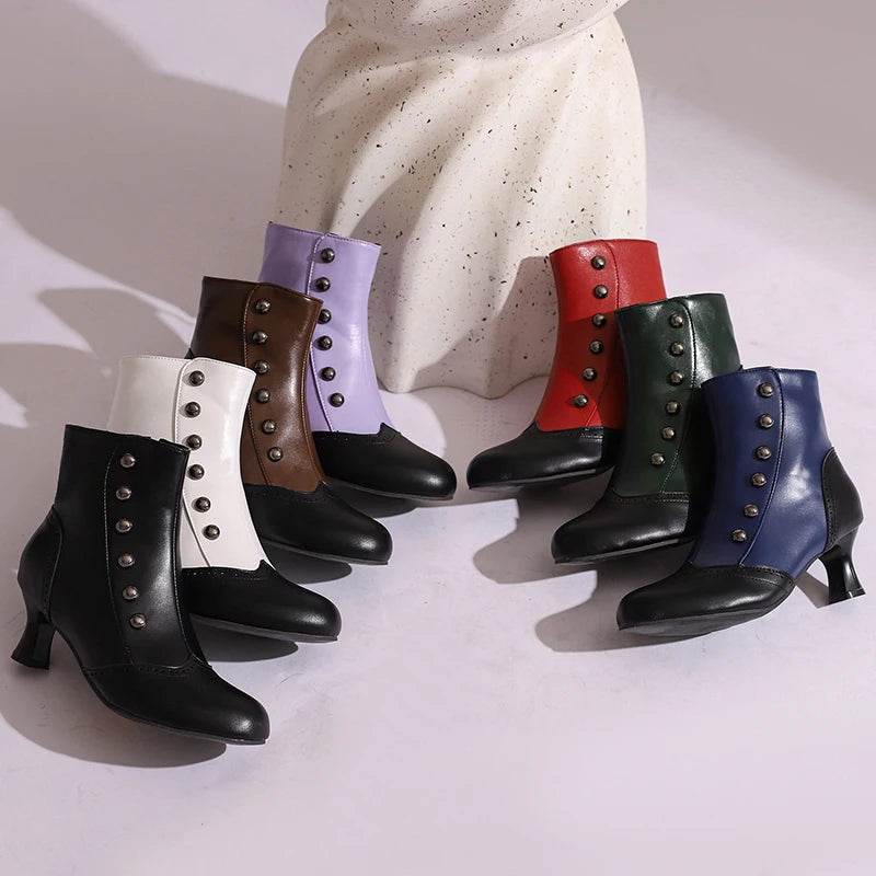 Buy Center Women's Mixed Colours Ankle Boots - Rivets & Kitten Heels - Buy Center UK
