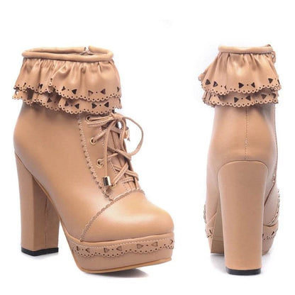 Buy Center Women's Ankle Boots - Platform Footwear in White, Black, Pink - Buy Center UK