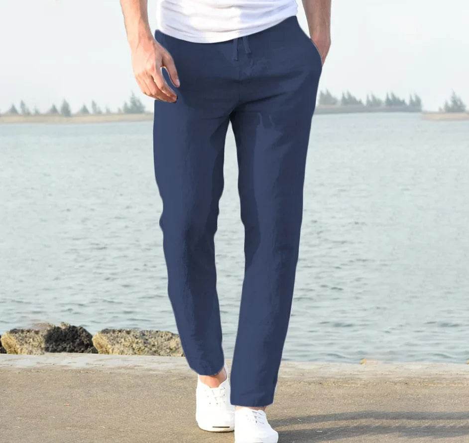 Buy Center Men's Linen Wide Pants - Oversized Casual Sweatpants - Buy Center UK