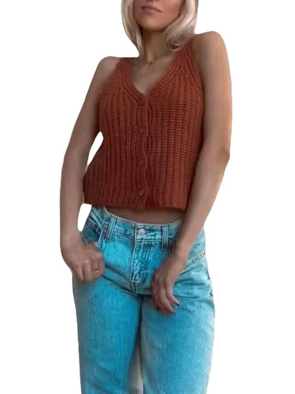 Women’s Autumn Sweater Vest - Sleeveless V Neck Knitwear for All - Buy Center UK