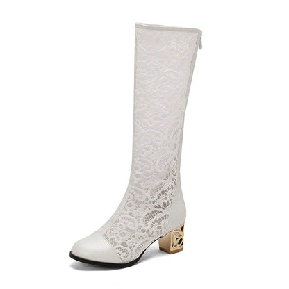 Buy Center Plus Size Lace Mesh Knee Boots - Breathable Summer Style - Buy Center UK