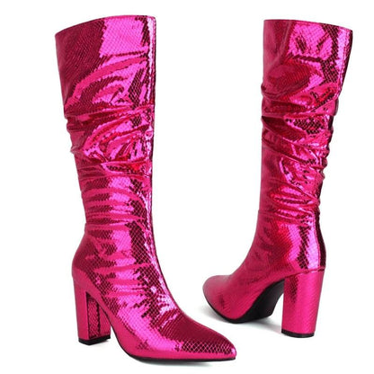 Luxury Knee High Boots for Women - Sexy High Heels in Gold & Silver - Buy Center UK