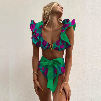 Buy Center 2025 Print High Waist Bikini - Push Up, Backless Design - Buy Center UK