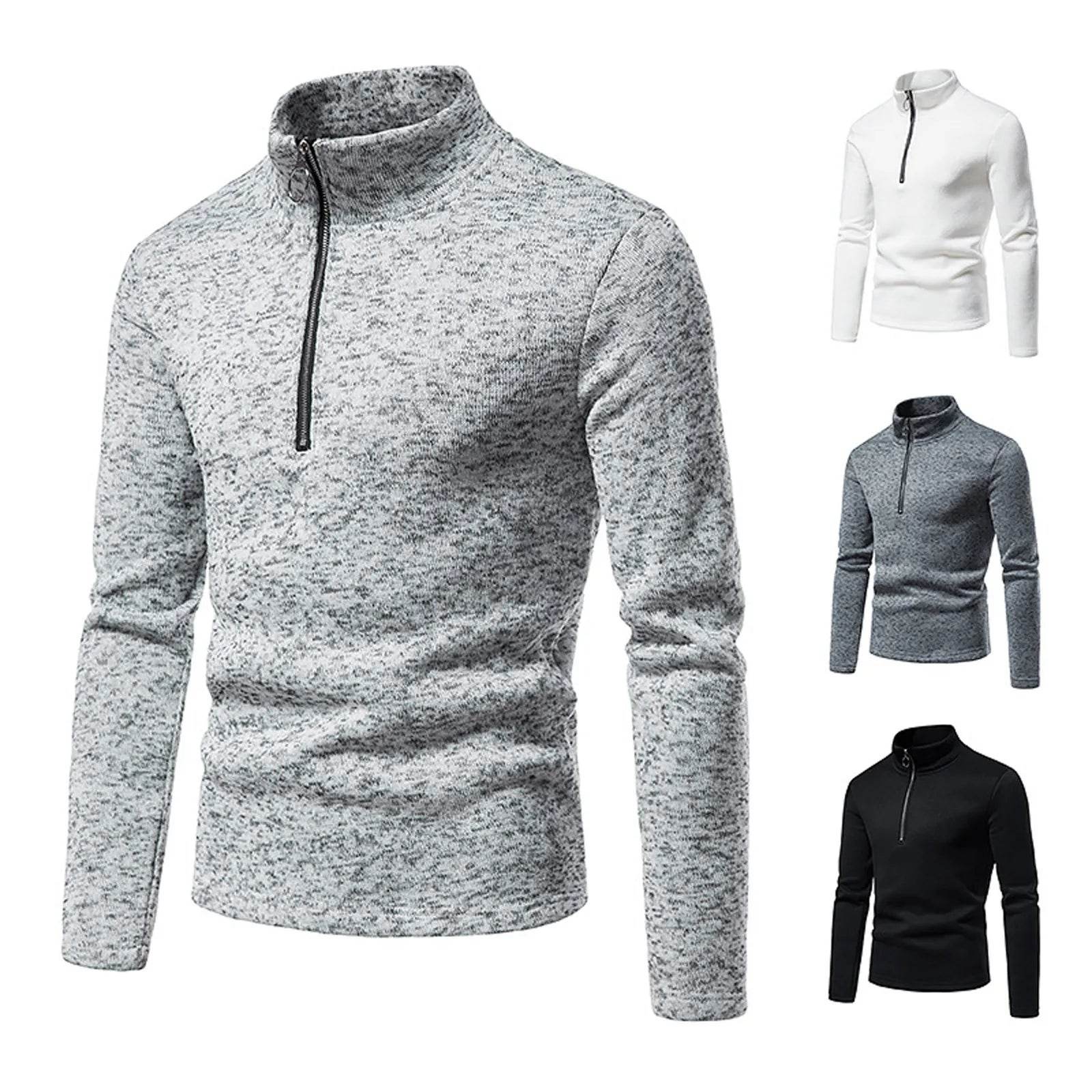 Buy Center Men's Casual Turtleneck Sweater - Warm & Stylish Zipper Design - Buy Center UK