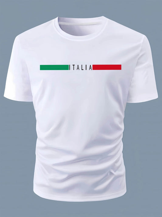 Buy Center Men's Oversized Italia Print T-Shirt - 100% Cotton Comfort - Buy Center UK