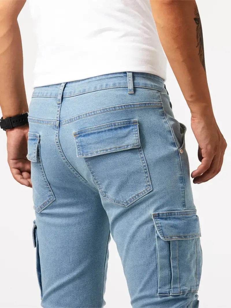 Buy Center Casual Denim Work Pants for Men - Multi Bag, Comfortable Fit - Buy Center UK