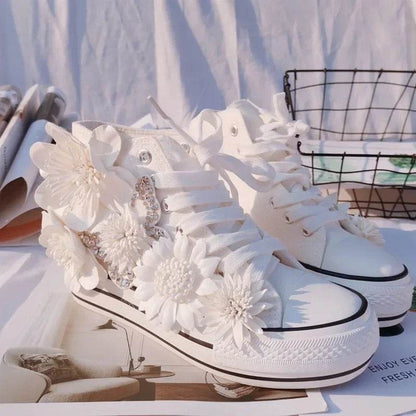 Buy Center Women's High-Top Canvas Shoes - Elegant Floral Design - Buy Center UK
