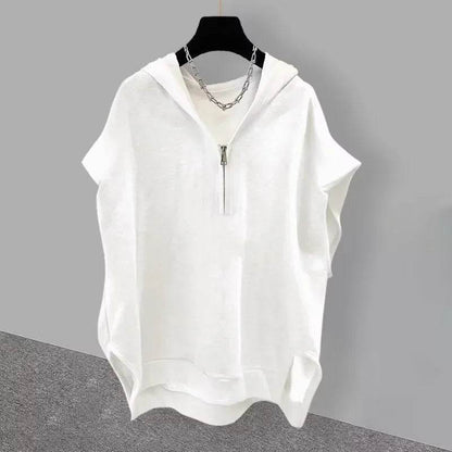 Buy Center Summer Zipper Hooded Sleeveless Tee - Korean Fashion - Buy Center UK