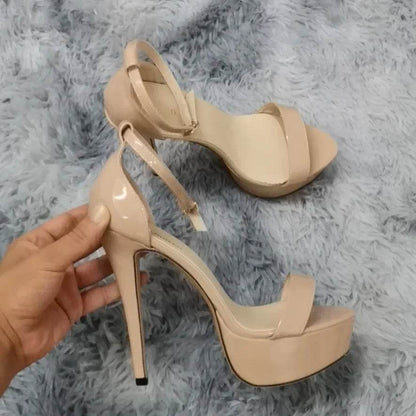 Buy Center Women’s Sexy Open Toe High Heel Sandals - Patent Leather - Buy Center UK