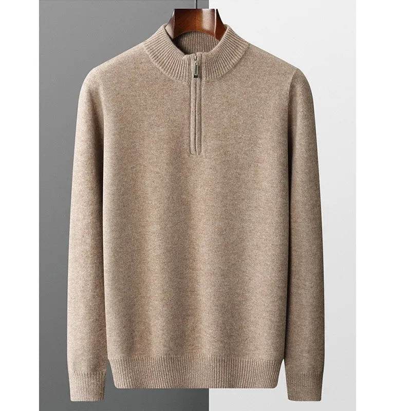 Buy Center Men's Cashmere Sweater - Half Zipper Turtleneck, Warm Knitted - Buy Center UK