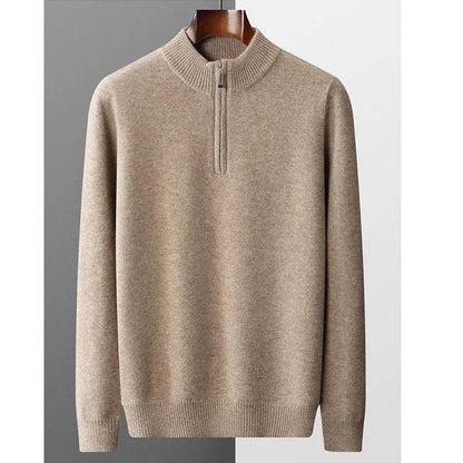 Buy Center Men's Cashmere Sweater - Half Zipper Turtleneck, Warm Knitted - Buy Center UK