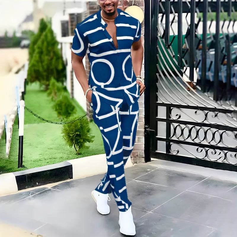 2024 Summer Fashion Men's Set - Stripe Shirt & Pants Outfit S-3XL - Buy Center UK