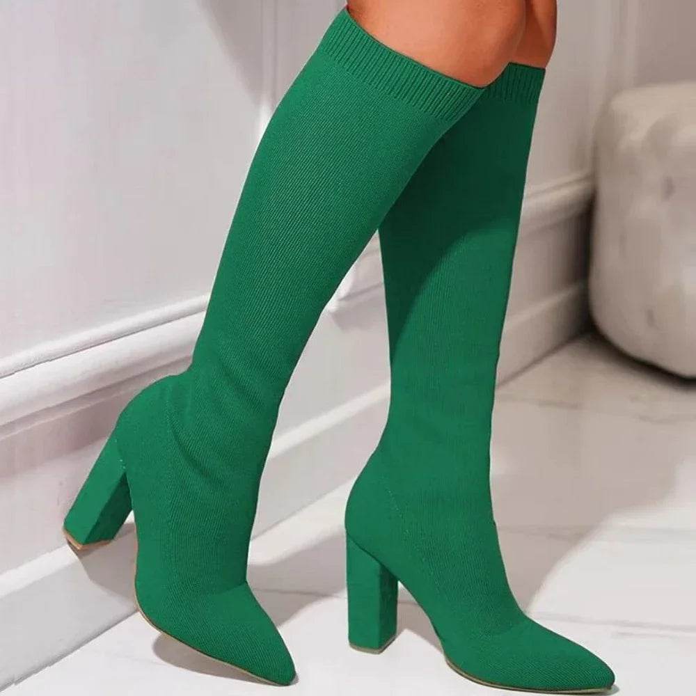 Buy Center Plus Size Knee High Platform Boots - High Heels, Mesh - Buy Center UK