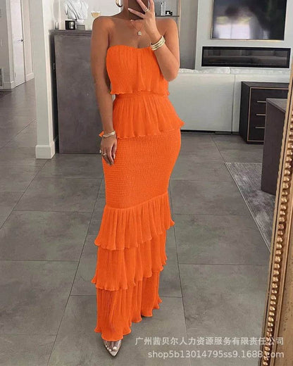 Buy Center Summer Women's Ruffled Dress - Stylish Tube Top Design - Buy Center UK