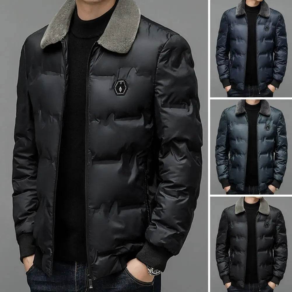 Buy Center Men’s Thickened Down Coat - Windproof, Faux Fur Lapel - Buy Center UK