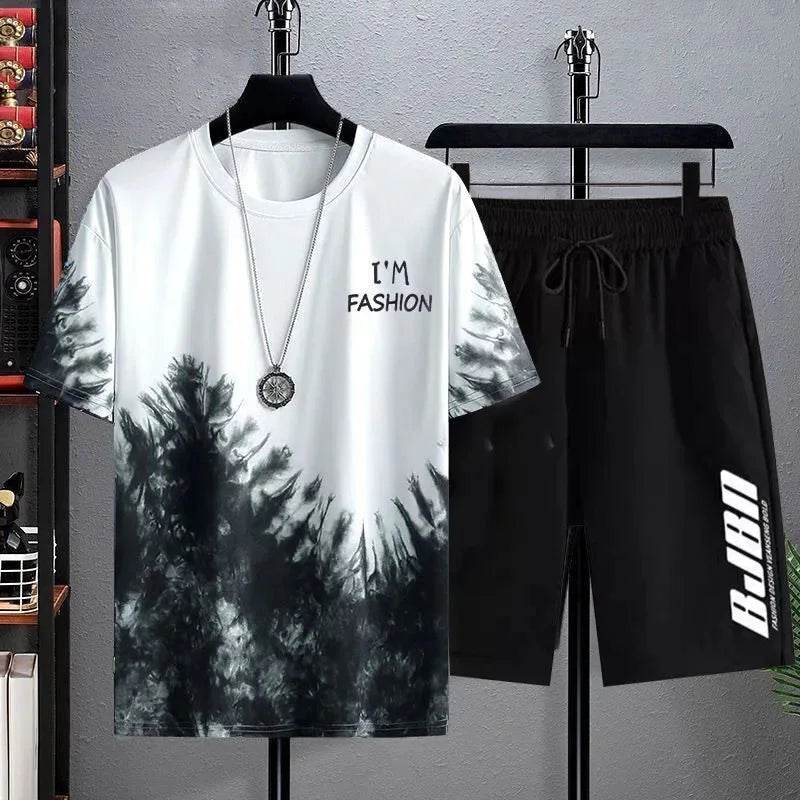 Buy Center Quick Dry Ice Silk Gradient Men's 2-Piece Set for Summer - Buy Center UK