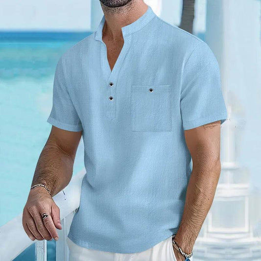 Buy Center Men's Stand Up Collar T-Shirt - Breathable Cotton Polo - Buy Center UK