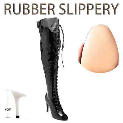 Knee Over Lace-up Stilettos - Customizable Latin Dance Booties - Buy Center UK