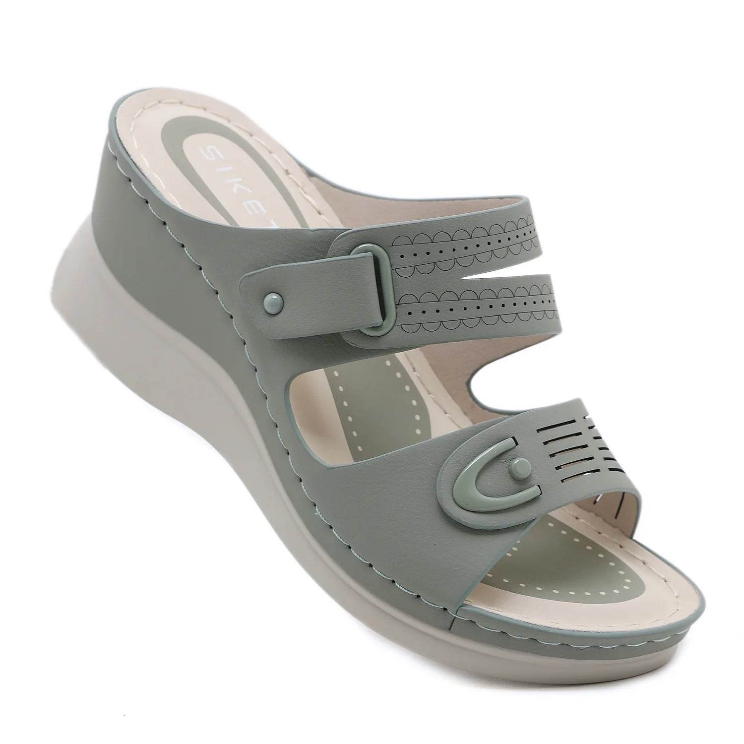 Buy Center Women's Leather Wedge Sandals - Casual Slip-On Summer Shoes - Buy Center UK