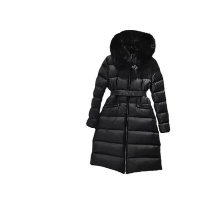 Mont Home Long Women's Down Jacket - Hooded & Waist Cinched - Buy Center UK