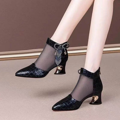 KNCOKAR Women's Hollow Mesh Sandals - Breathable Pointed Toe Heels - Buy Center UK