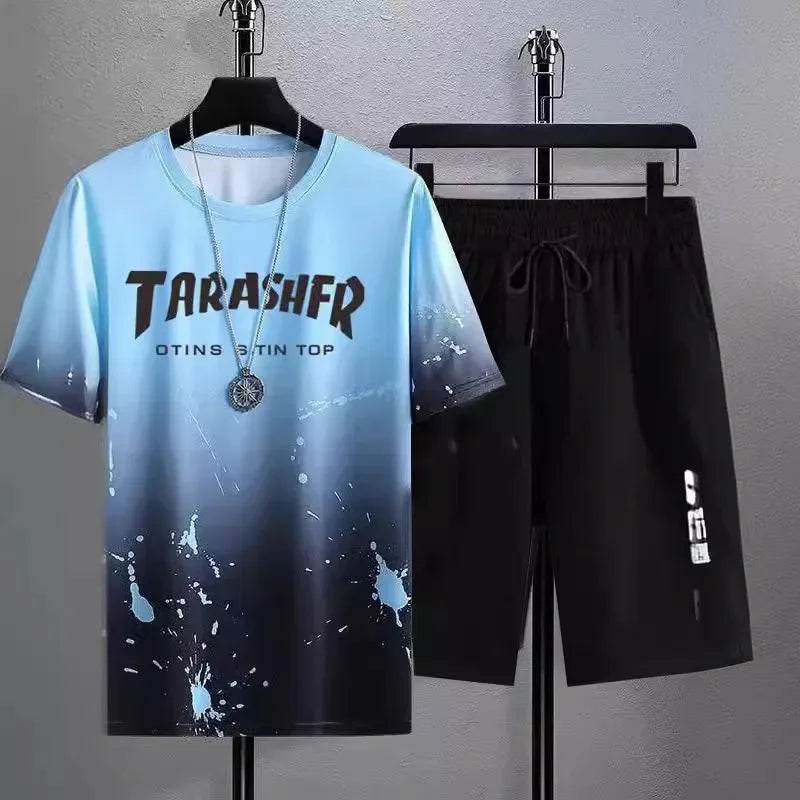 Buy Center Quick Dry Ice Silk Gradient Men's 2-Piece Set for Summer - Buy Center UK