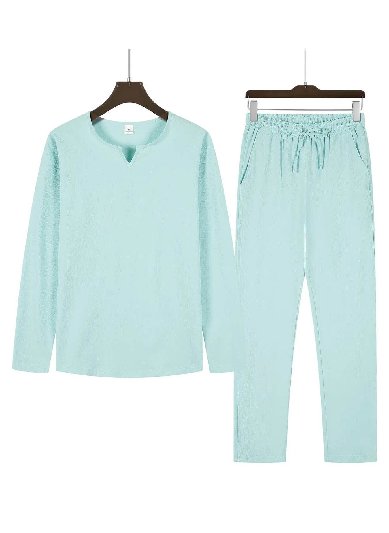 Buy Center Men's 2pcs Beach Suit - V-neck Shirt & Sweatpants Set - Buy Center UK