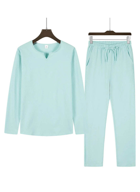 Buy Center Men's 2pcs Beach Suit - V-neck Shirt & Sweatpants Set - Buy Center UK